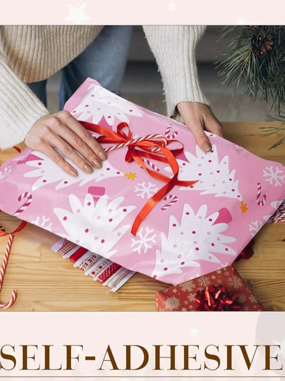 NEW! 20 Pink Holiday Trees Poly Mailers 10 x 13 inch